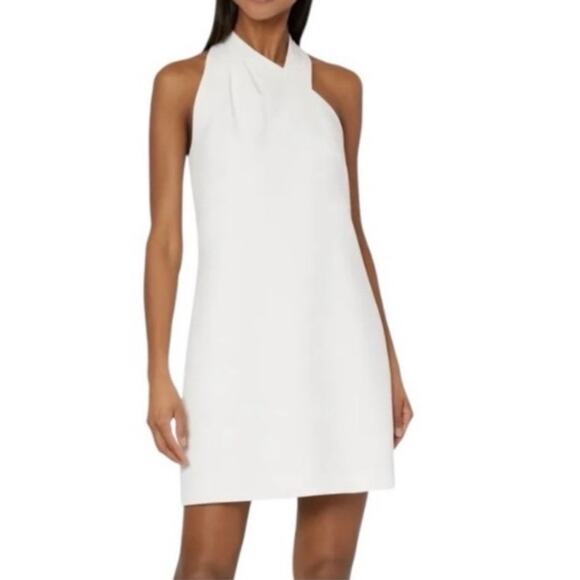 Milly Ellia Cady White Halter Asymmetrical Mini Dress NWT Bridal Cocktail Sz 2 - Picture 1 of 10